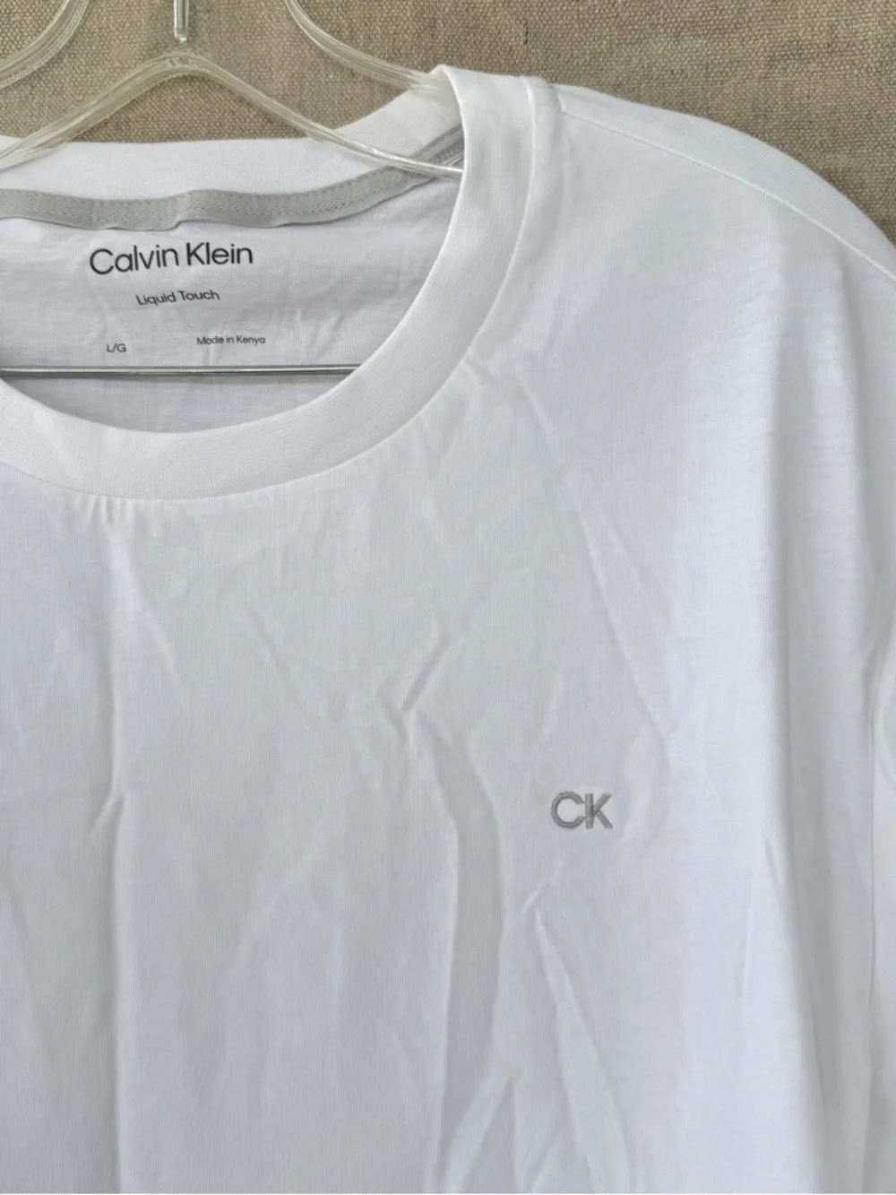Calvin Klein Liquid Touch Classic Fit White Crewneck Short Sleeve T-Shirt Size L - Picture 2 of 5
